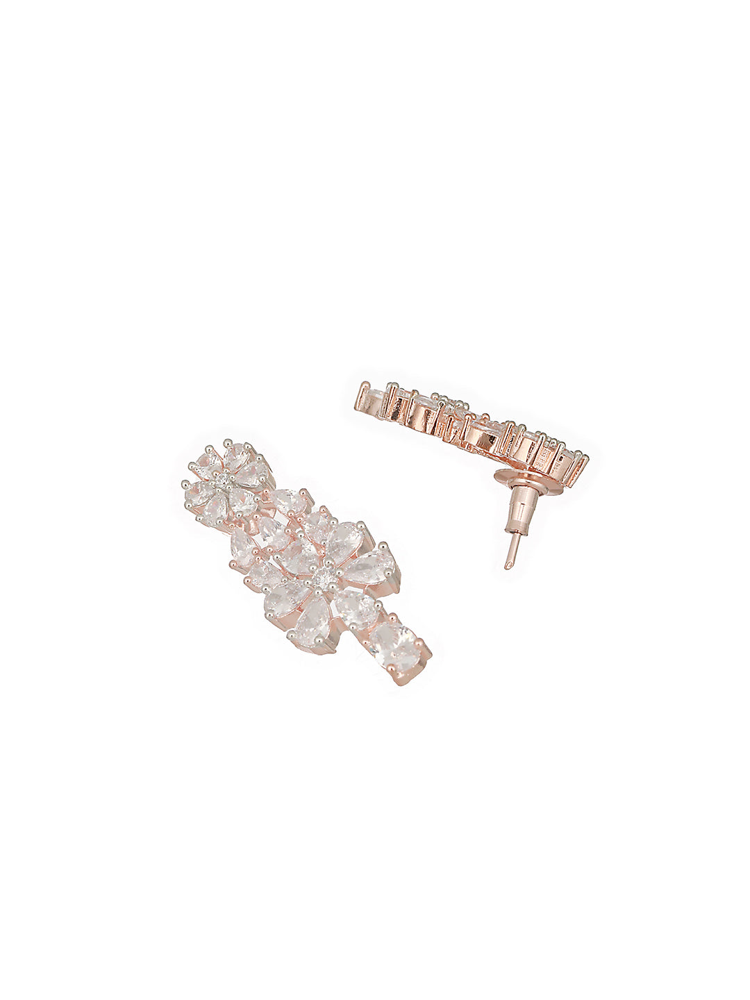 Rose Gold Plated AD Studded Floral Delicate Jewellery Set
