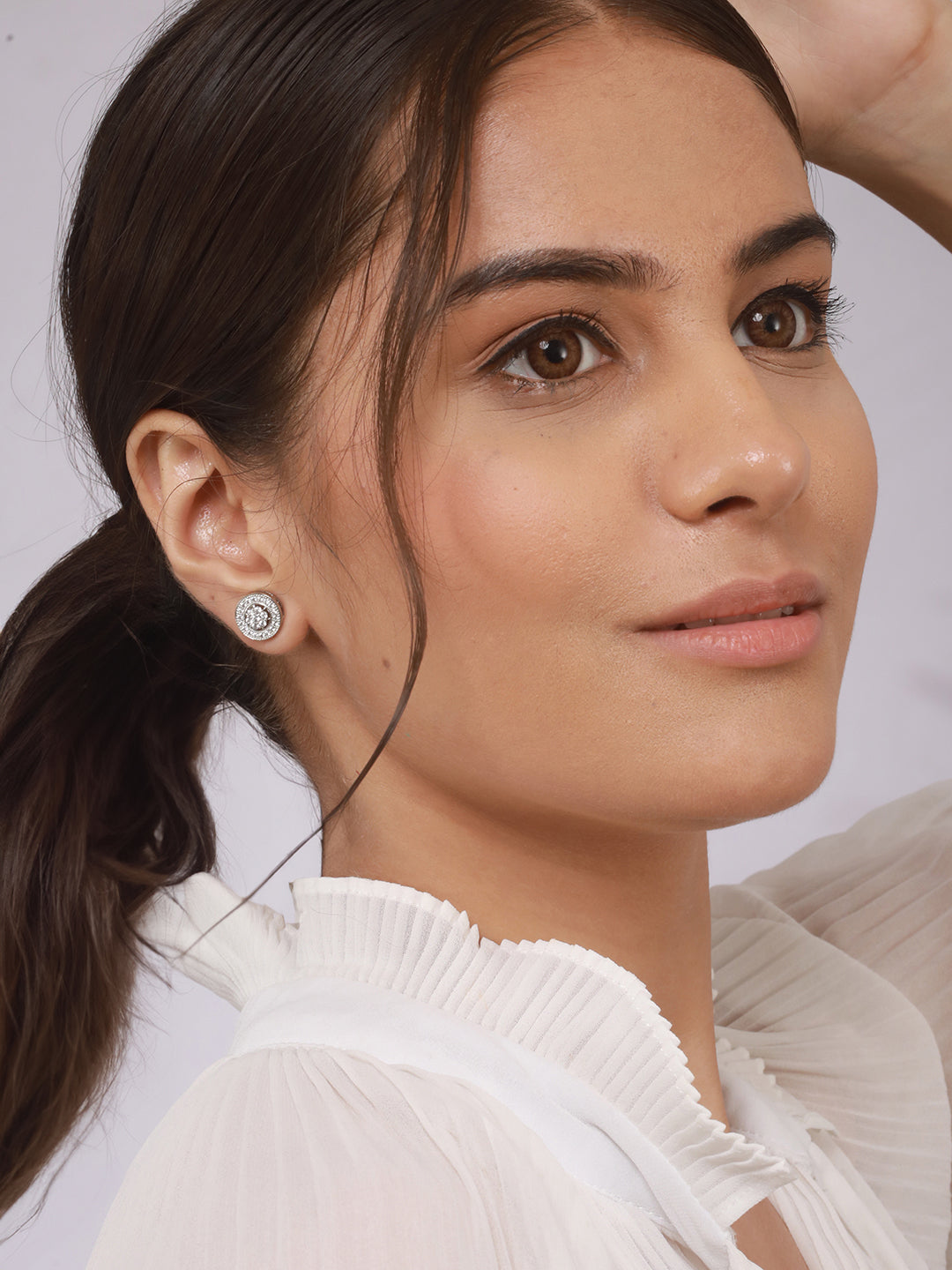 925 Sterling Silver AD Studded Studds Earrings