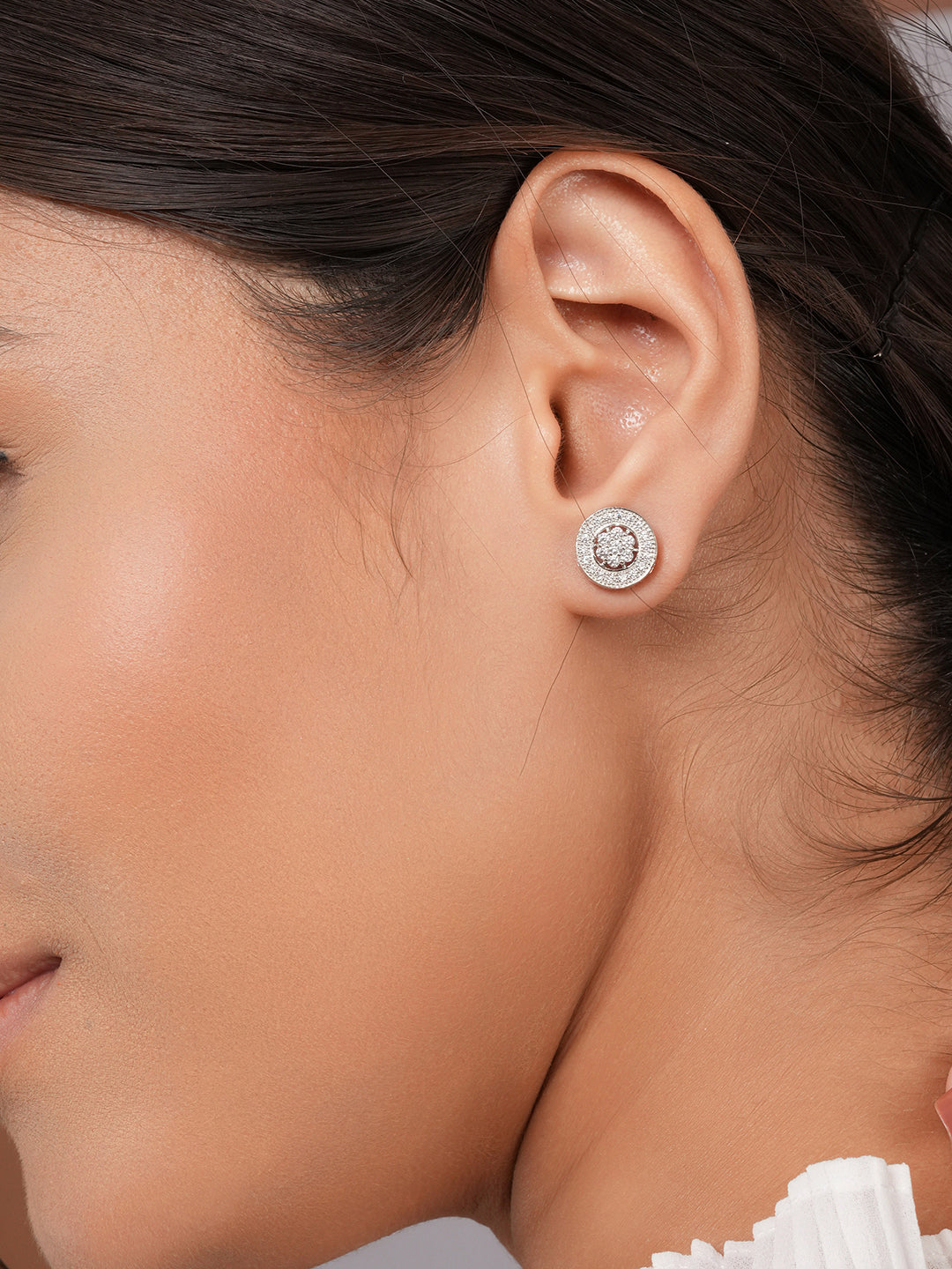 925 Sterling Silver AD Studded Studds Earrings
