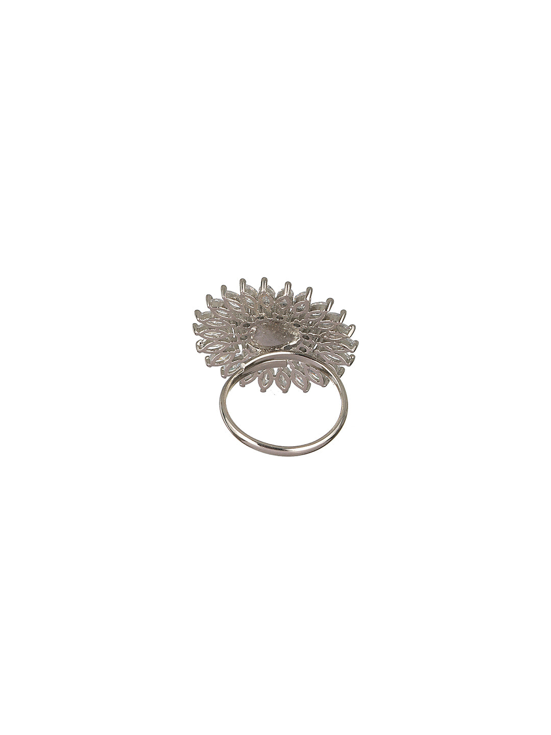Silver Plated  Pearl Studded Minimal Finger Ring
