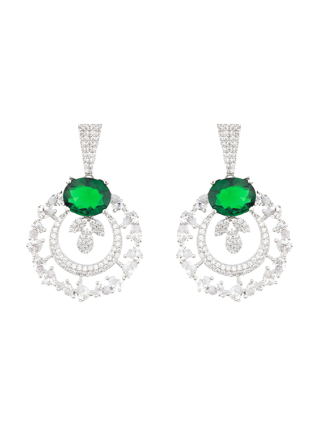 Silver Plated CZ Studded Statement Hoop Earrings