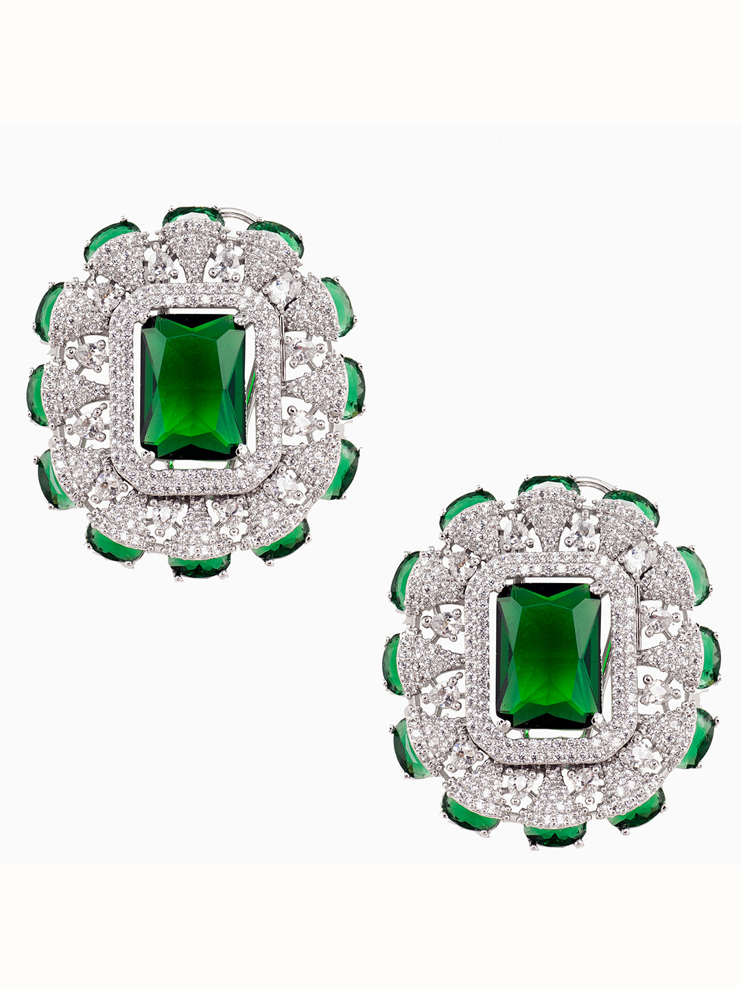 Silver Plated Green AD Studded Kiara Advani Inspired Choker Jewellery Set