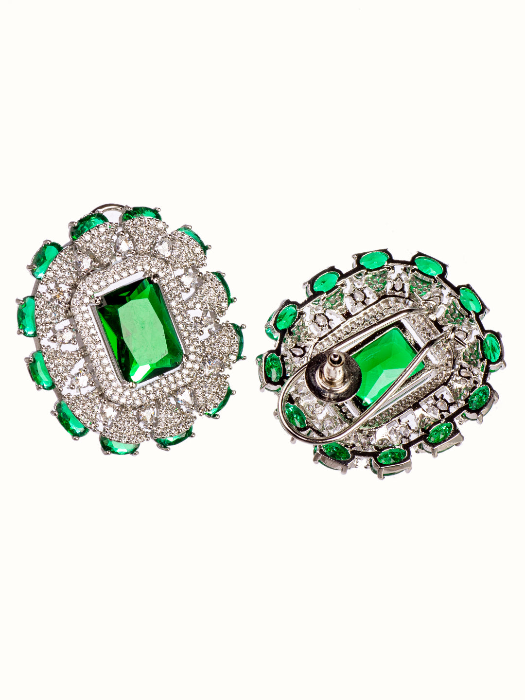 Silver Plated Green AD Studded Kiara Advani Inspired Choker Jewellery Set