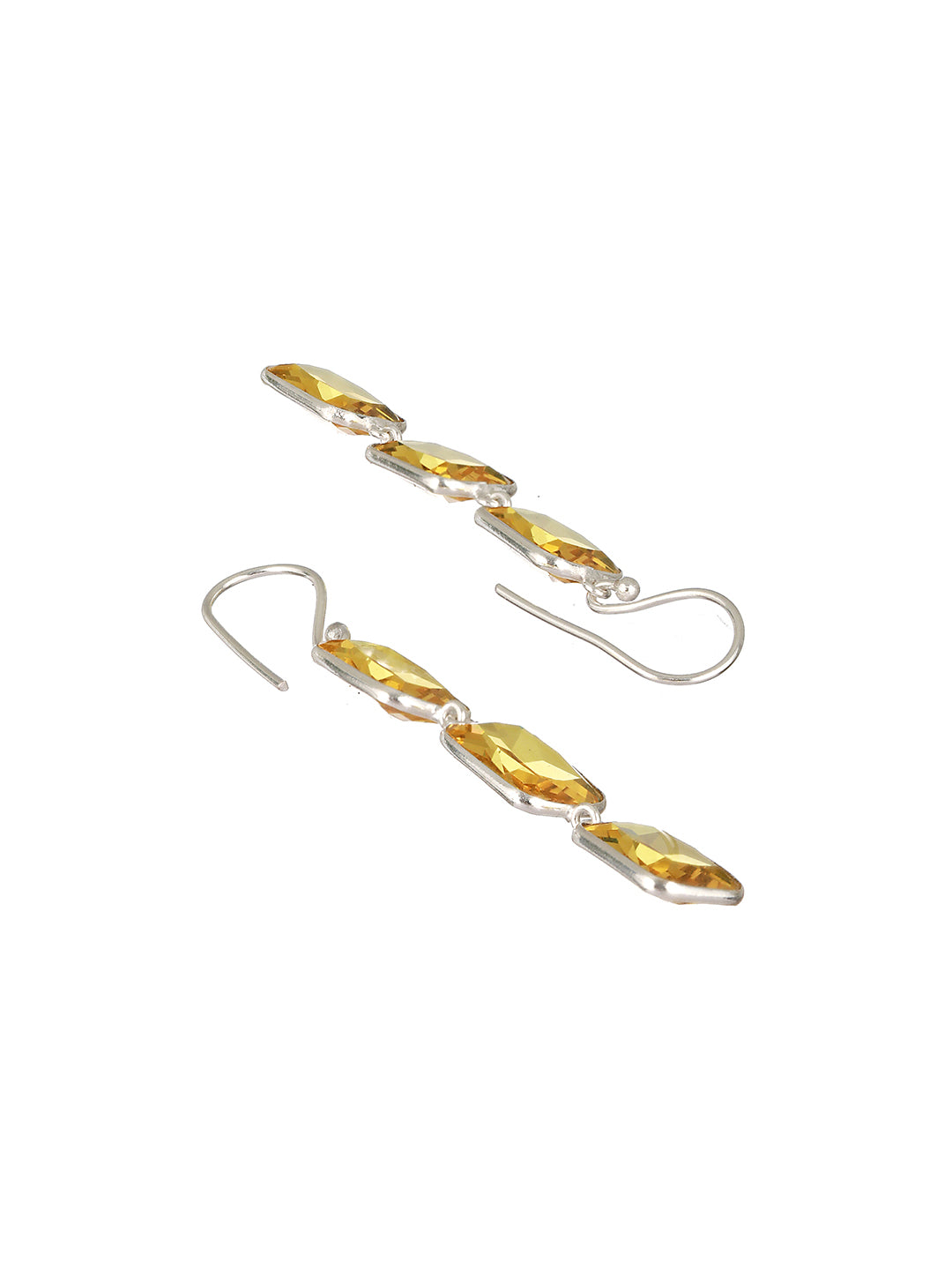Yellow stone studded Drop Earrings