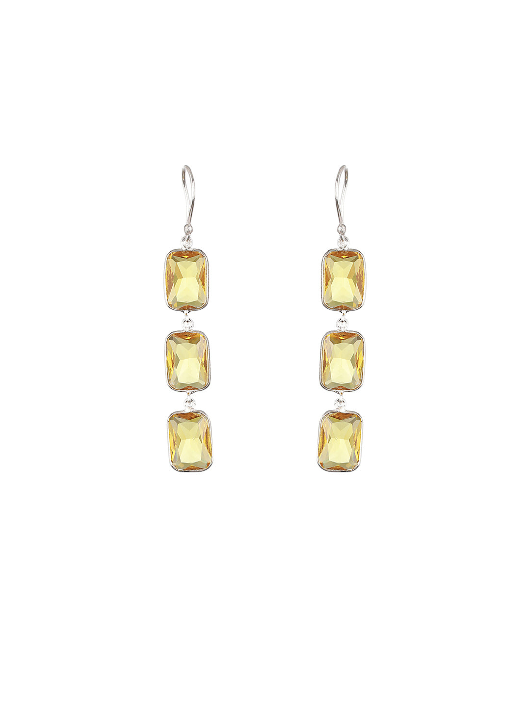 Yellow stone studded Drop Earrings