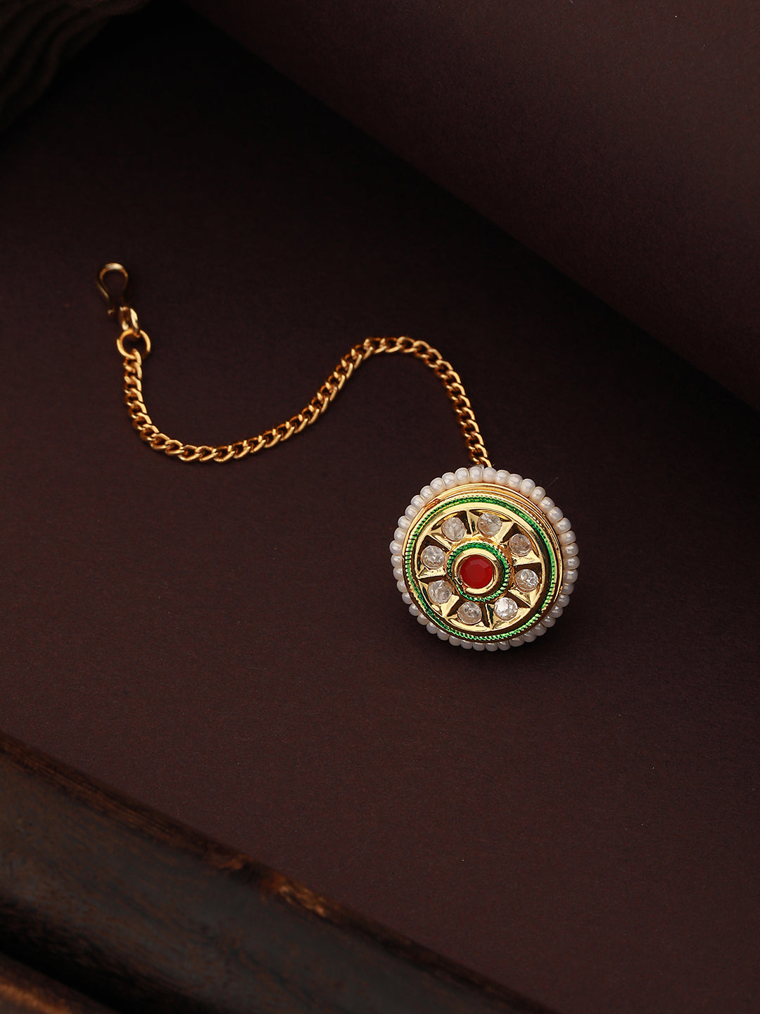 Gold Plated Kundan Studded Rajasthani Borla Mangtika