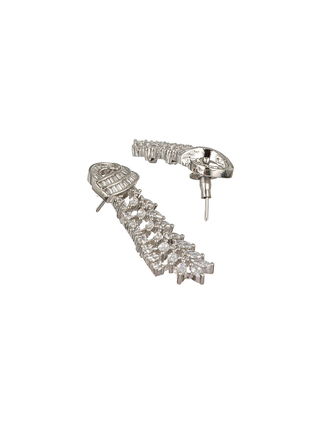 White Rhodium Cubic  Zircon Studded Luxe  Necklace Jewellery  Set