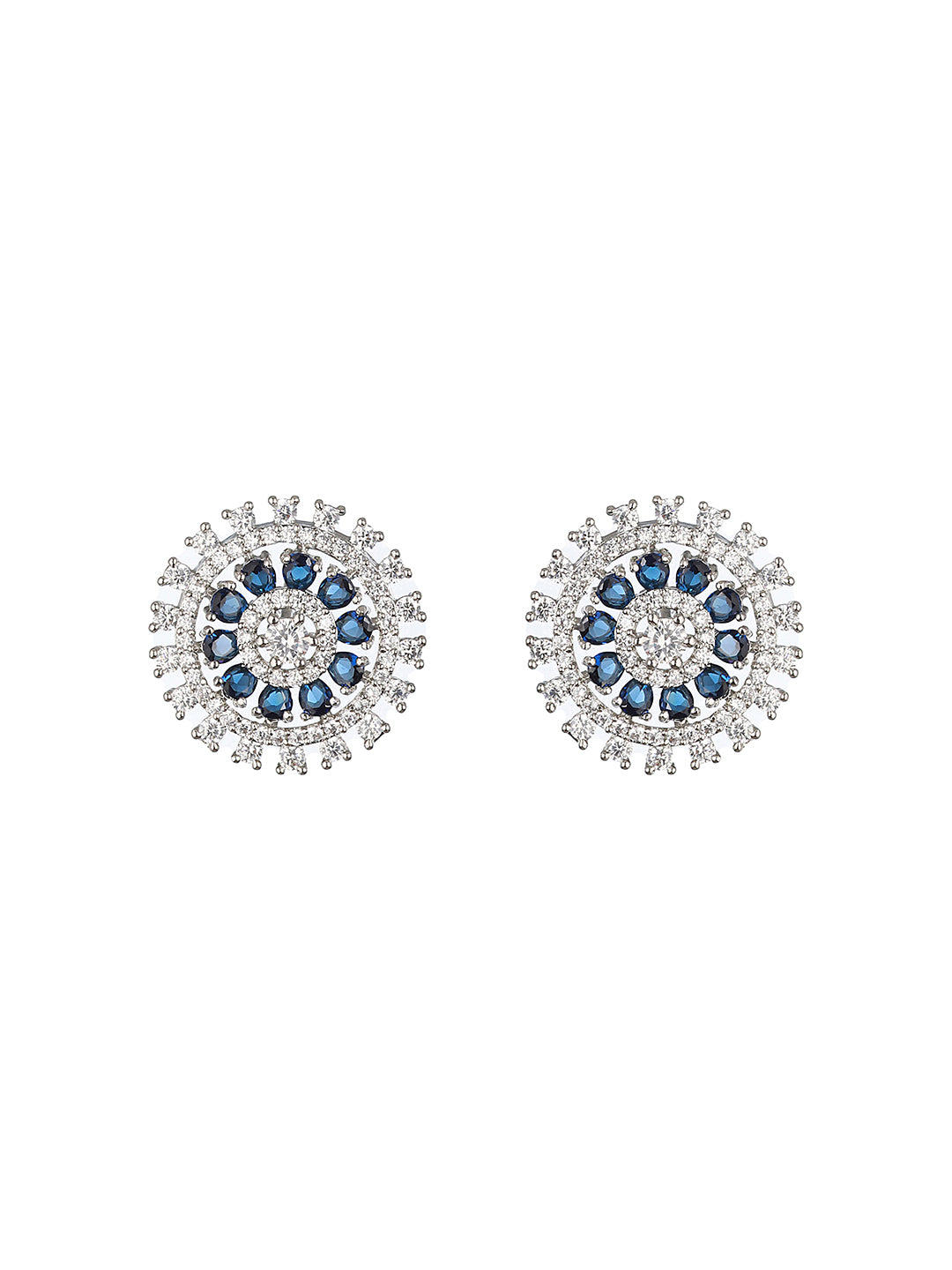 Silver Plated Blue Cubic Zircon Floral Locket  Jewellery set