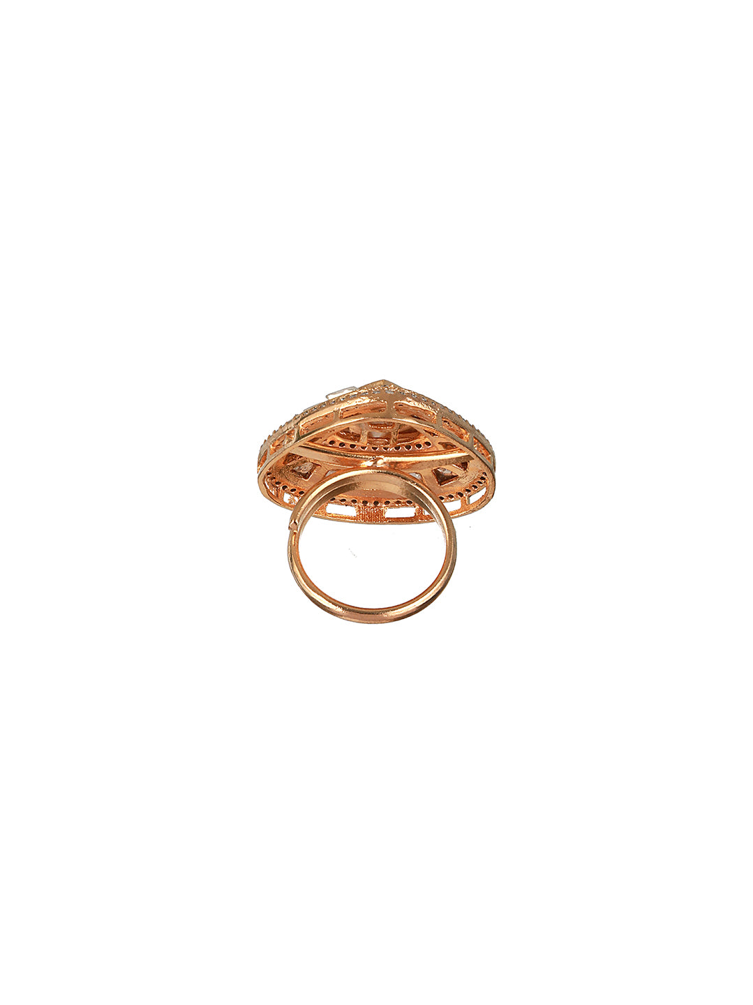 Gold Plated Polki Kundan Studded Engagement Finger Ring