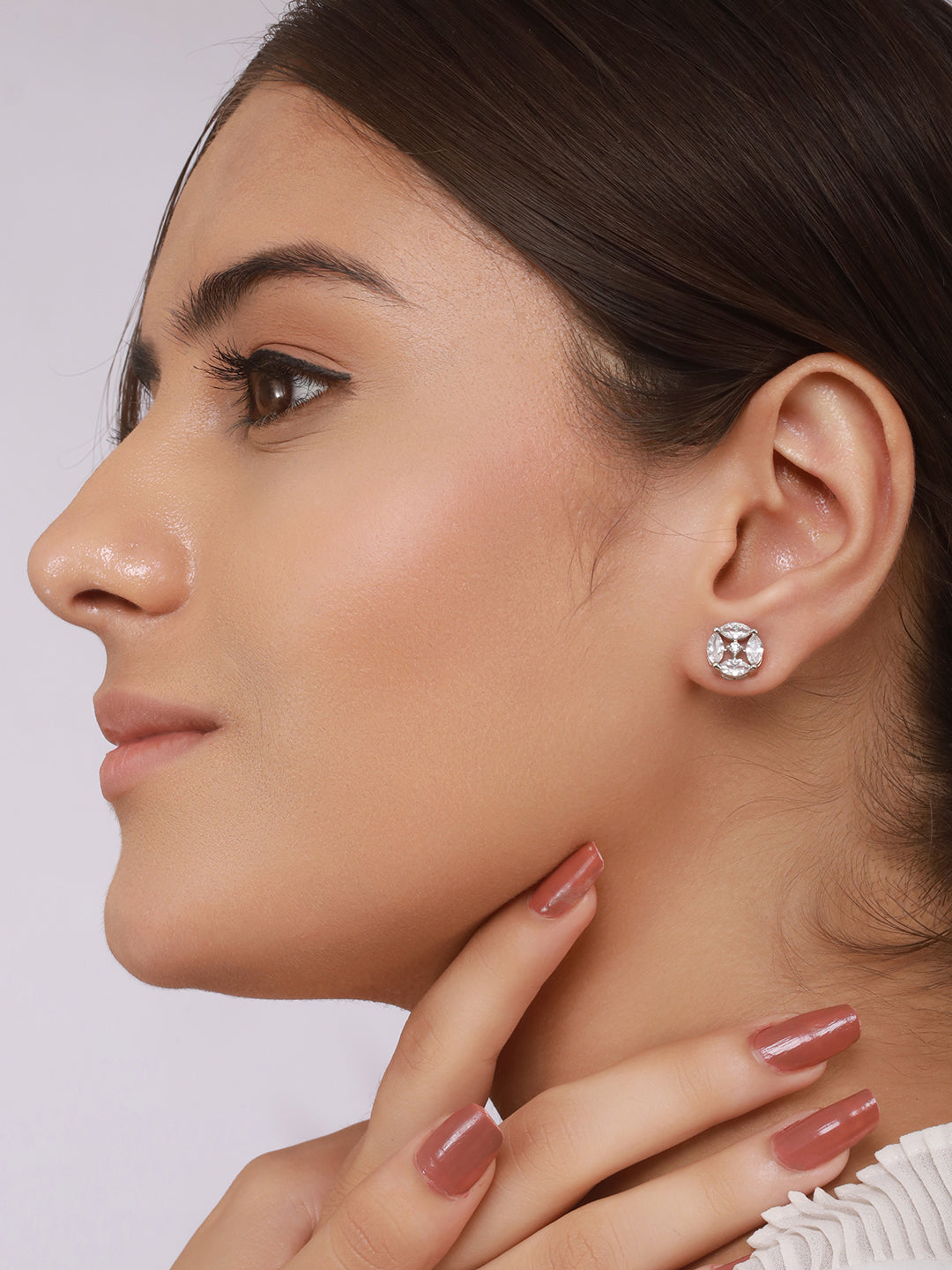 925 Sterling Silver Cubic Zirconia Marquis Studds Earrings