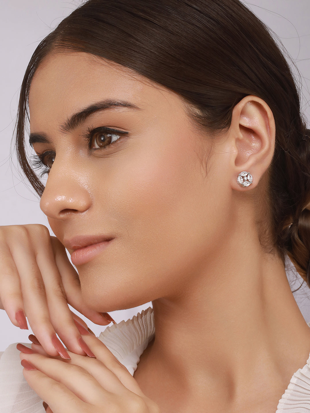 925 Sterling Silver Cubic Zirconia Marquis Studds Earrings