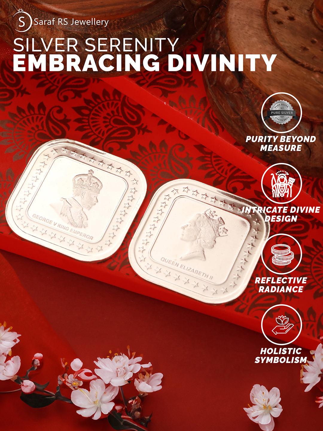 Queen Victoria Emperor George 20 gram 999 square Silver Coin