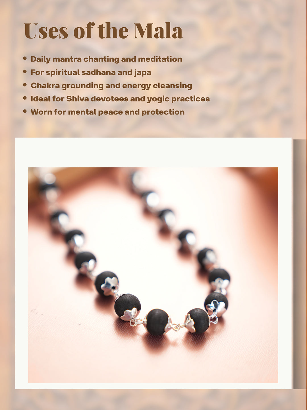 Divine Statement Karungali Mala With Silver Plated Cap Necklace With Lab Certificate For Minimal Style .