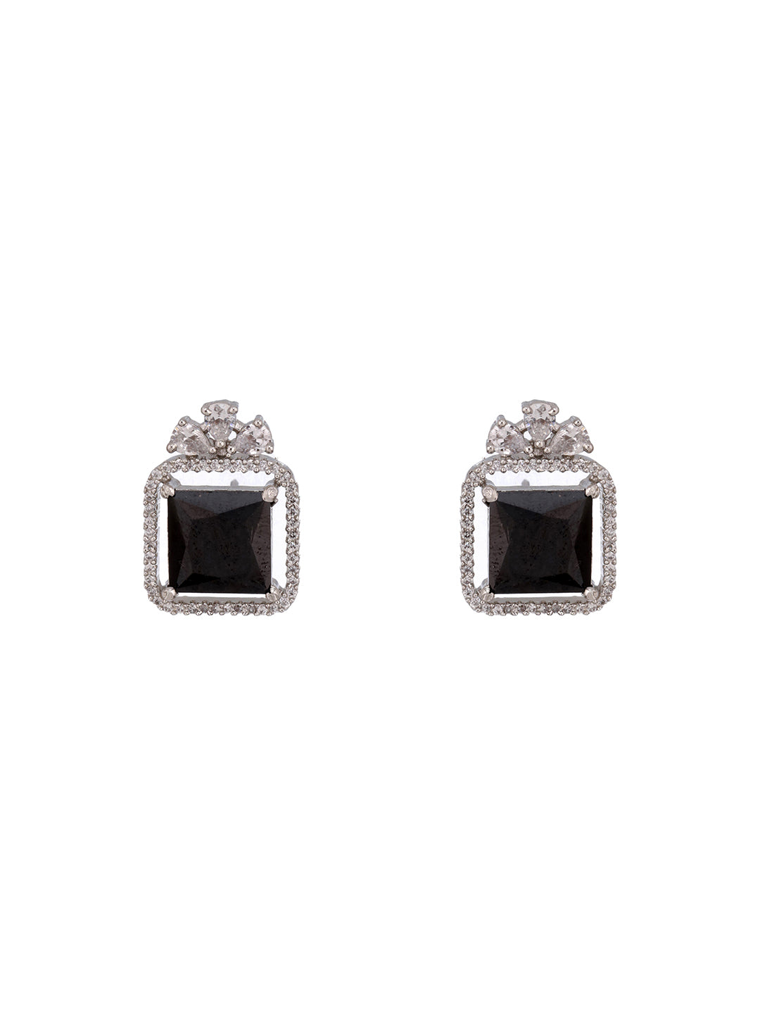 Silver Plated Blue Zircon Minimal Luxe Studs Earrings