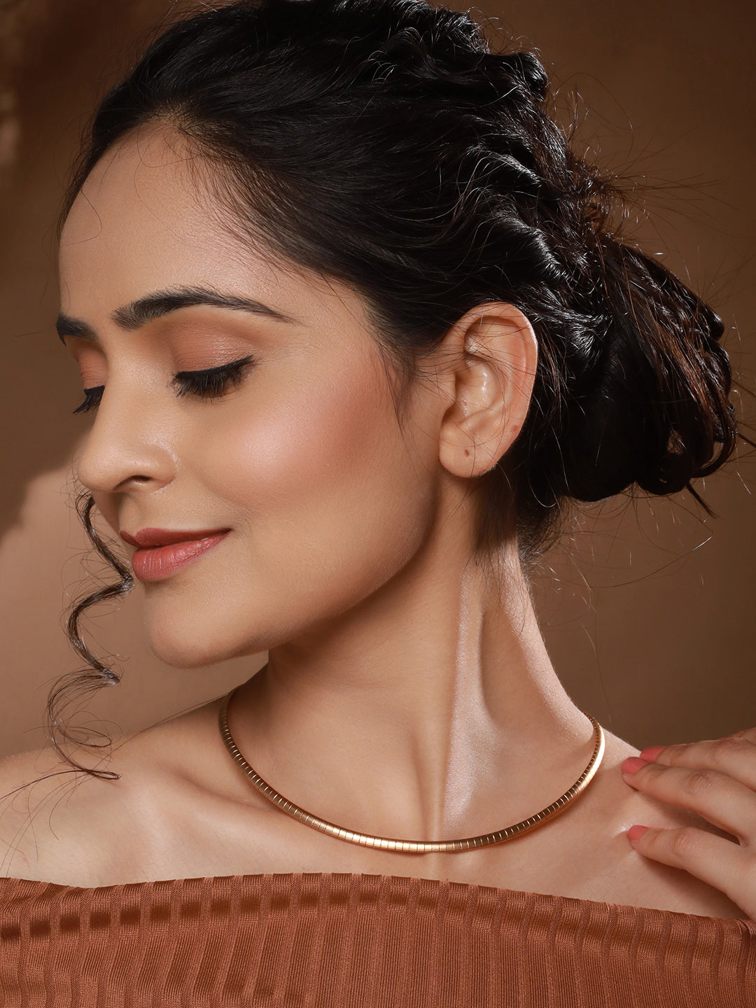 Anti-Tarnish Matt Gold Plated Snake Minima Collar  Chain & Necklace