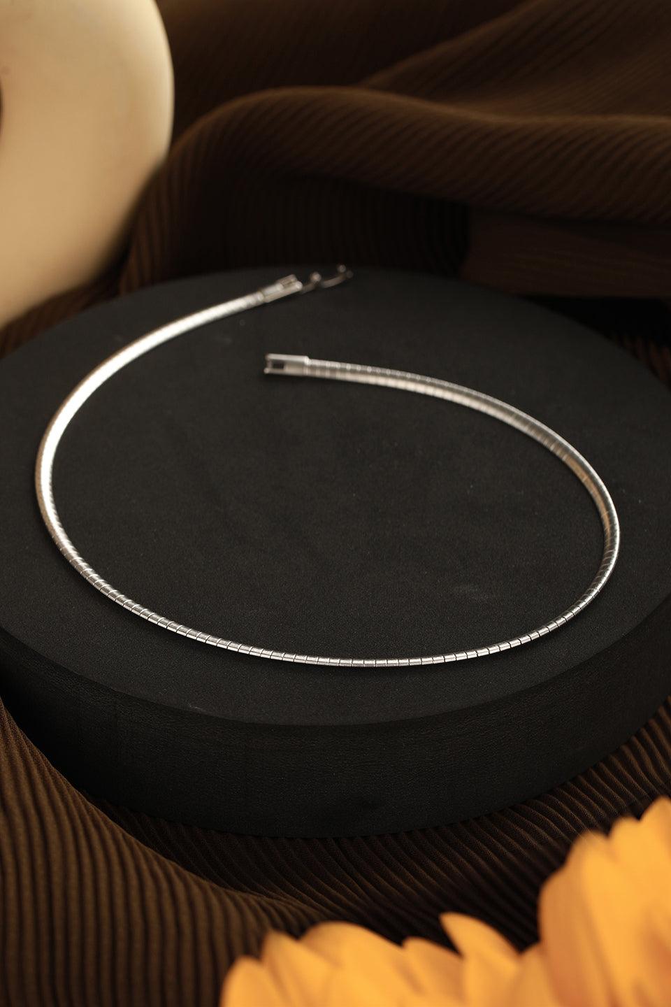 Anti-Tarnish Silver Plated Minimal Snake Collar Necklace & Chain