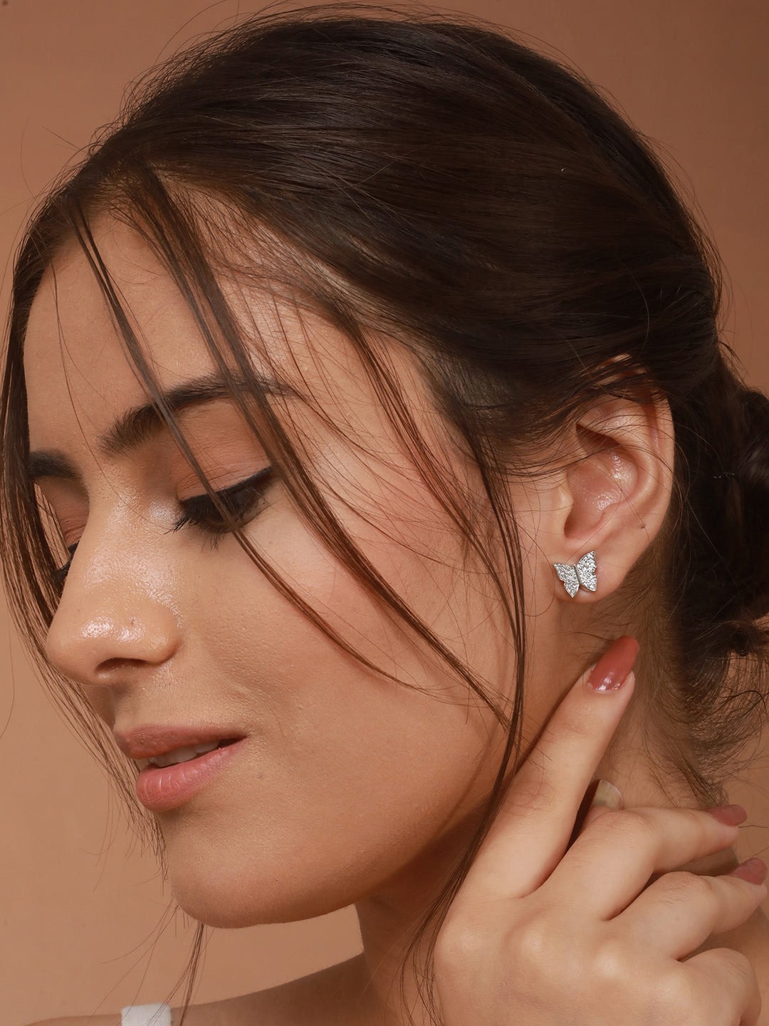 925 Sterling Silver Cubic Zirconia Butterfly Studds Earrings