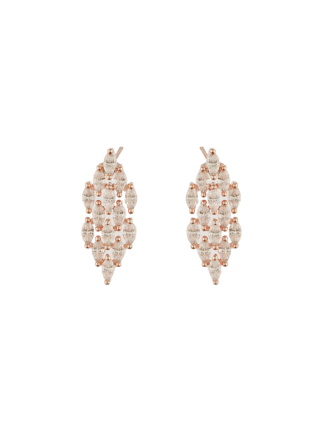 Rose Gold Toned Cubic Zircon Studded Statement Necklace jewellery Set