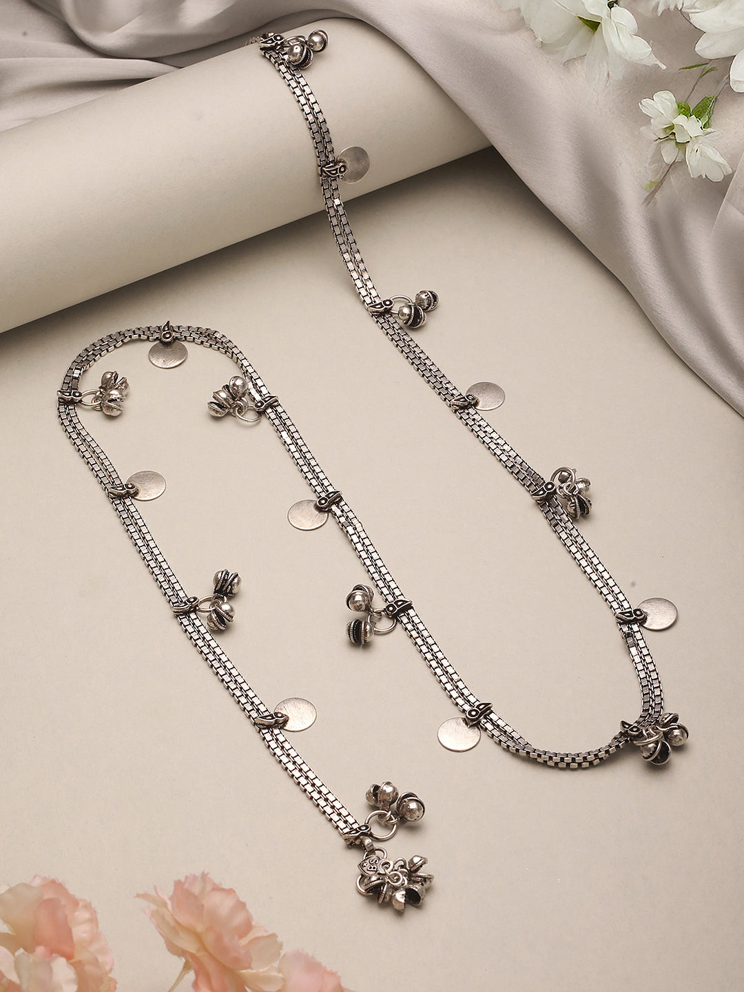 Oxidised Silver Toned Ghungroo  Trendy Minimal Waistchain Hipbelt Kamarbandh