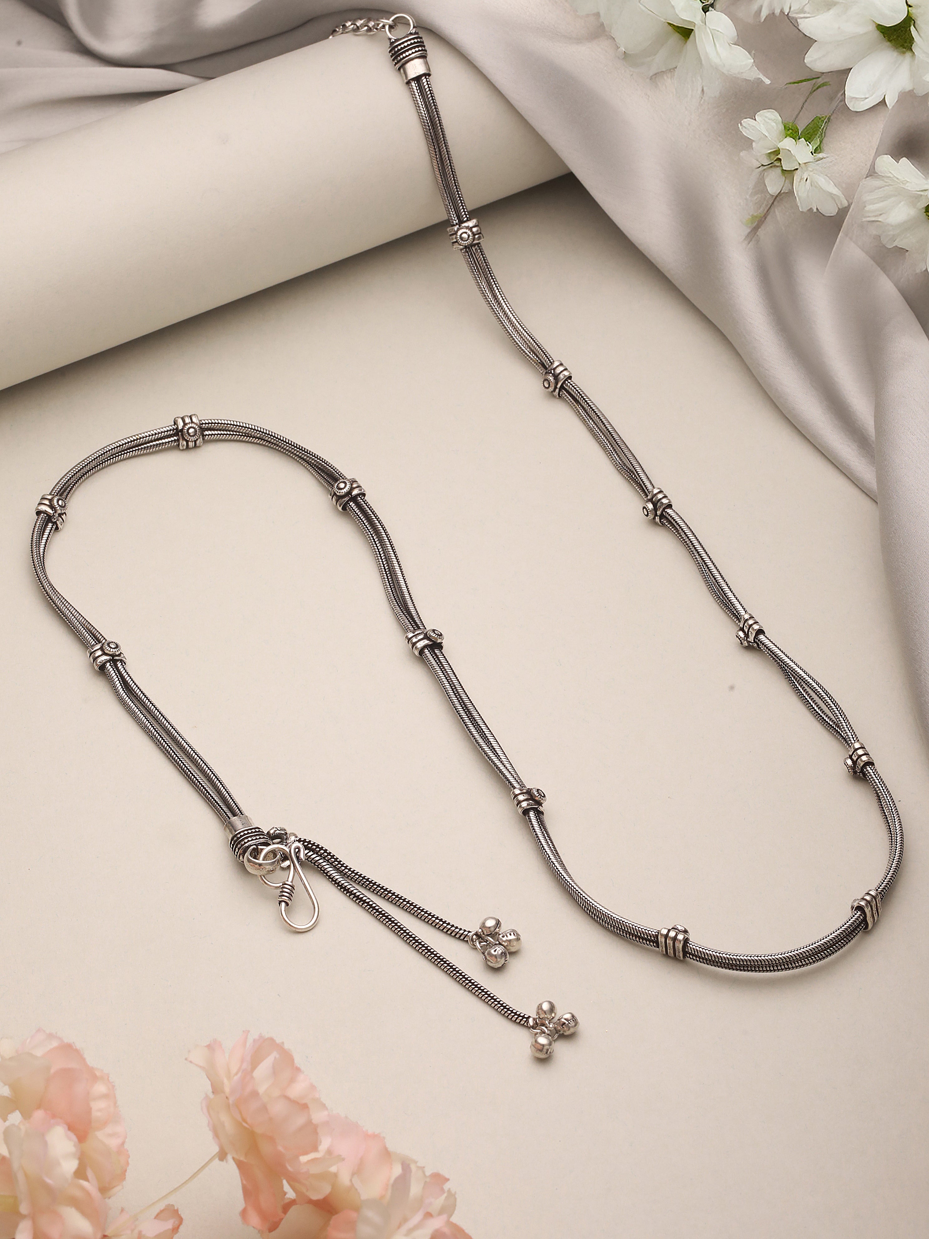 Oxidised Silver Toned   Trendy  Chain Minimal Waistchain Hipbelt Kamarbandh
