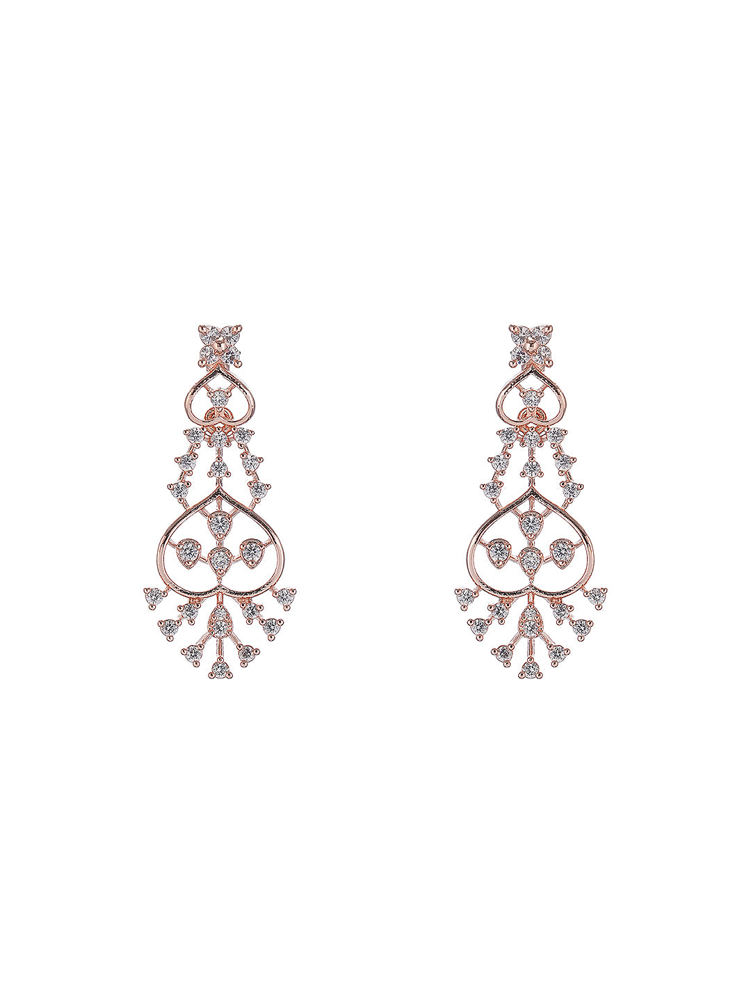 Rose Gold Plated White AD Zircon Studded Elegant Jewellery Set