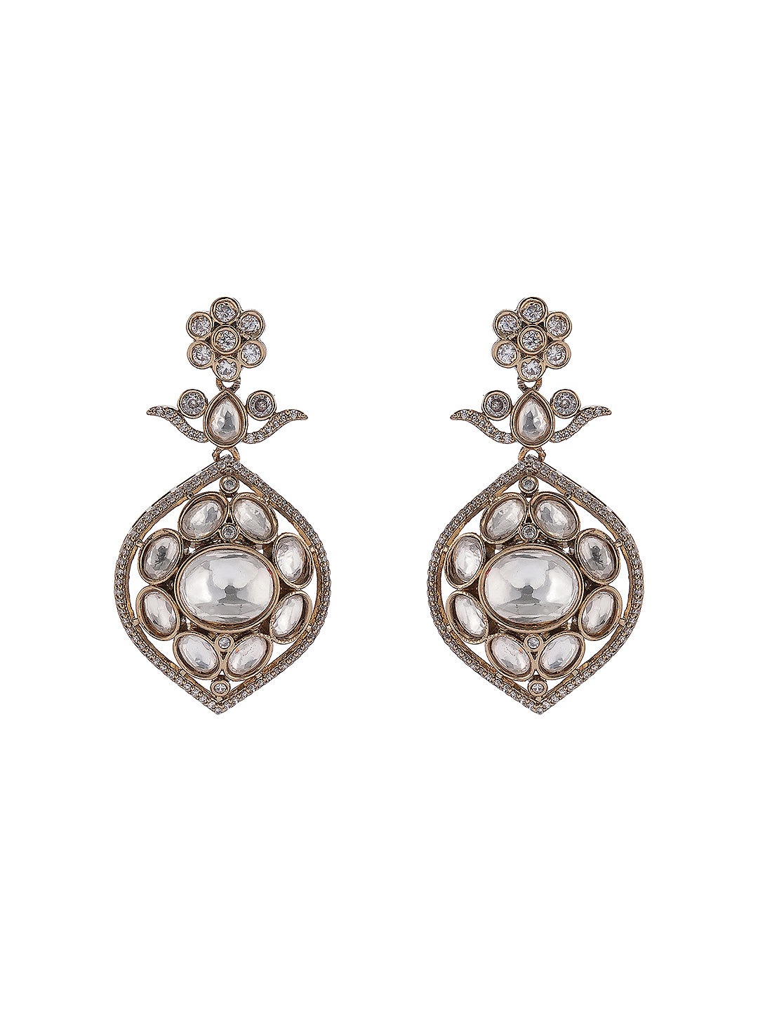 Gold Toned Kundan Uncut Polki Jadau Bridal Statement Jewellery Set