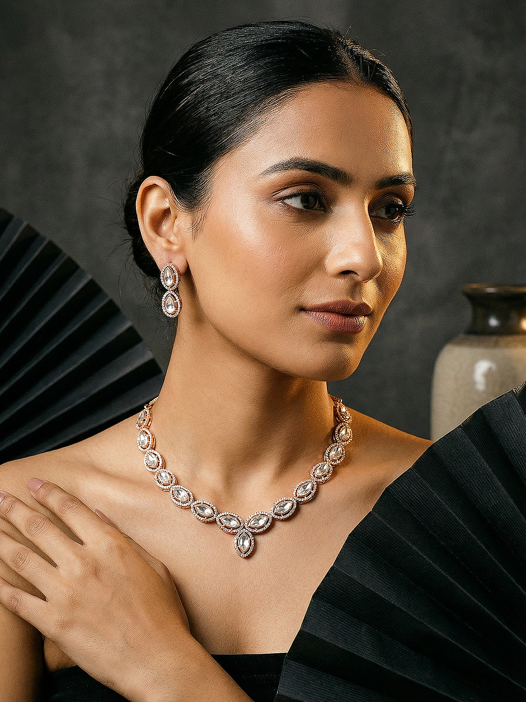 Gold Antique Kundan Jadau Uncut Polki  Luxurious  Statement Jewellery Set