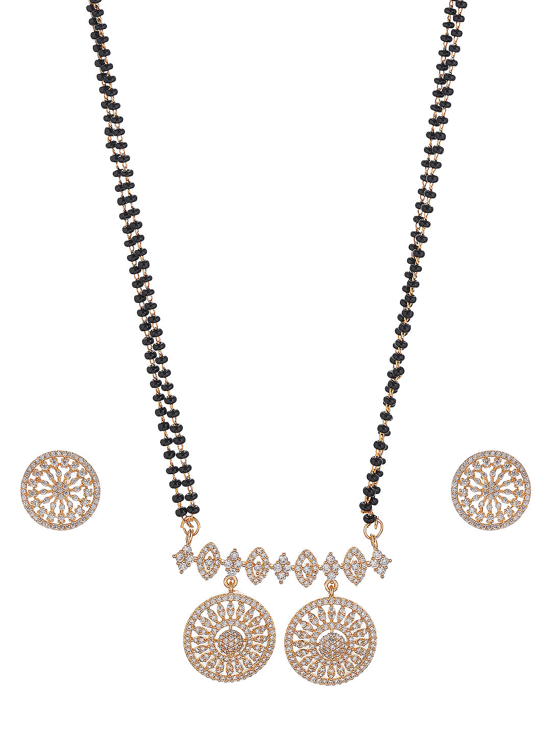 Gold Plated Zircon Studded Elegant Designer Mangalsutra Jewellery Set