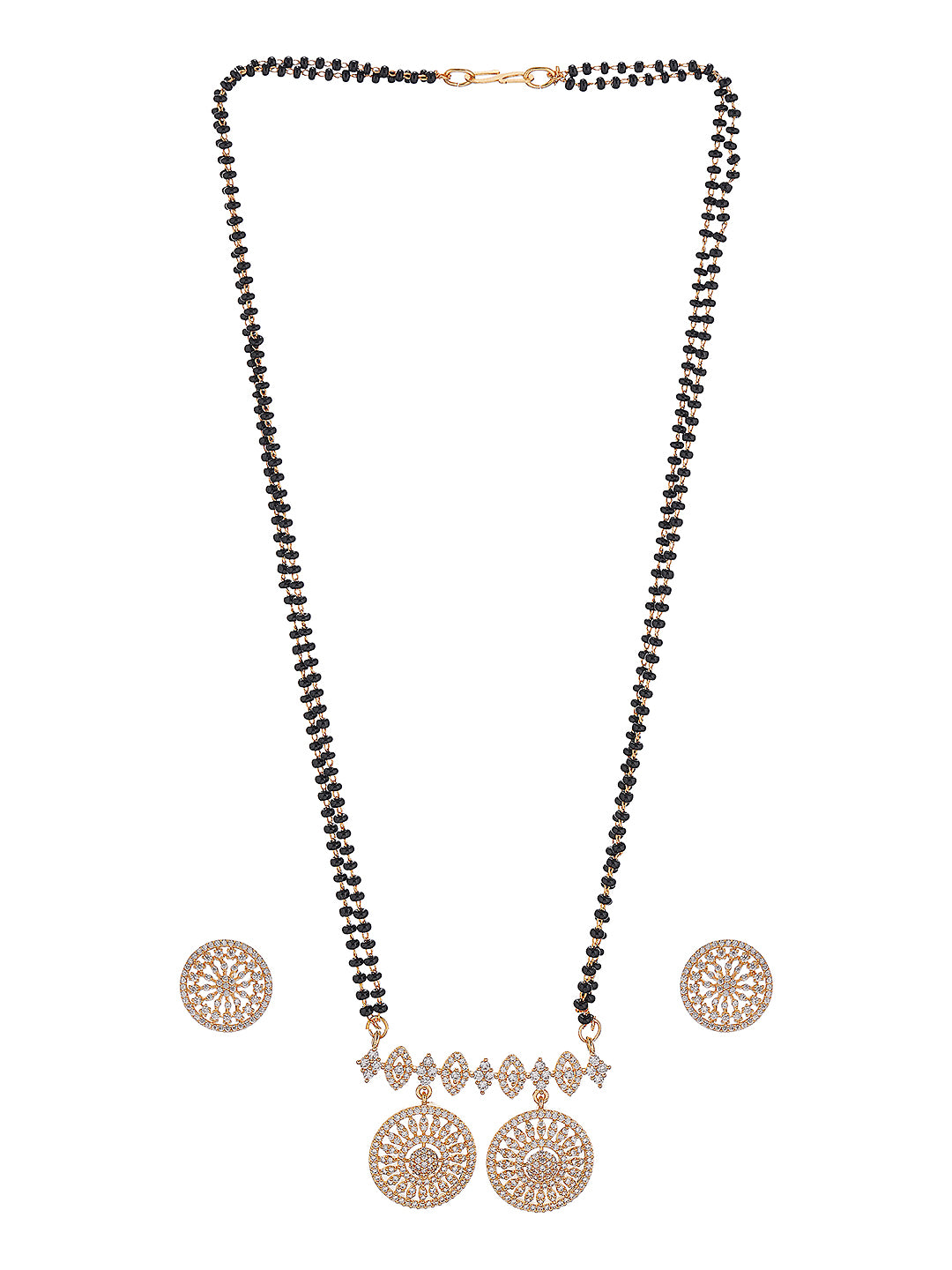 Gold Plated Zircon Studded Elegant Designer Mangalsutra Jewellery Set