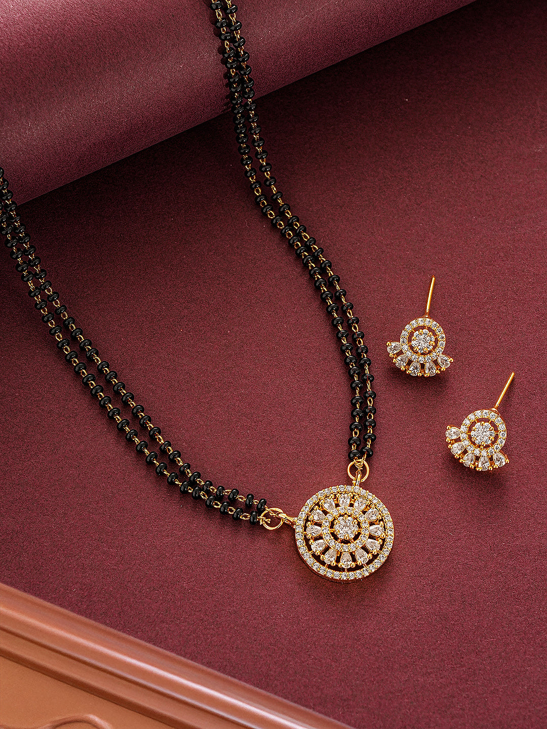 Gold Toned AD Zircon Studded Minimal Elegant Mangalsutra jewellery Set