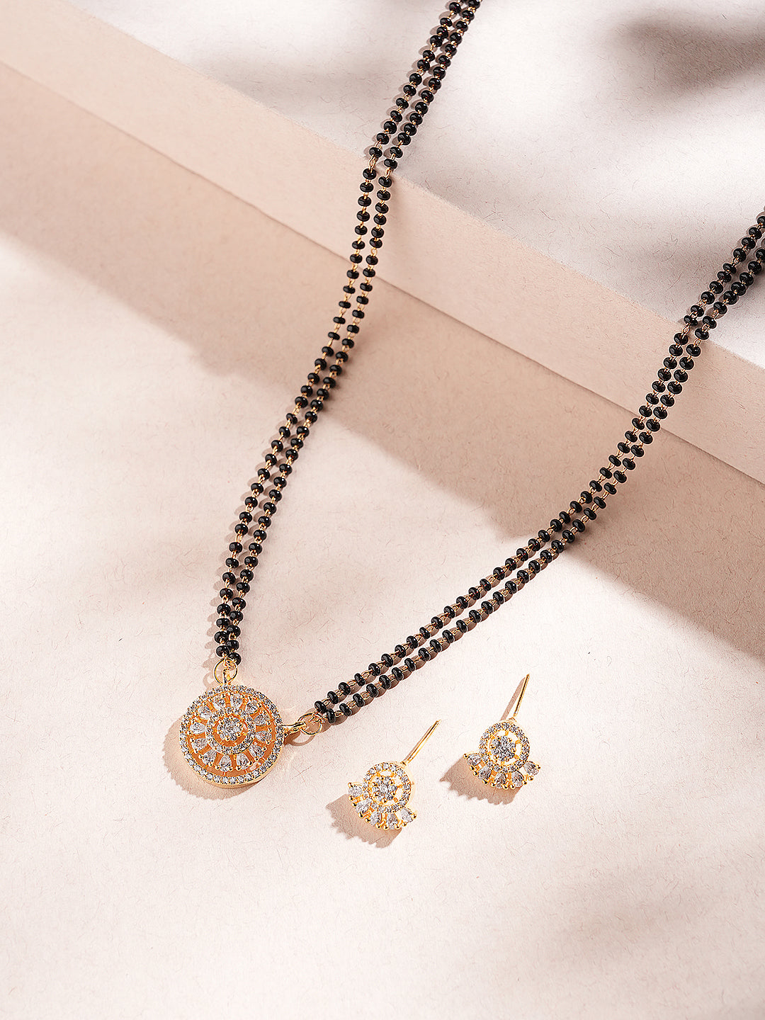 Gold Toned AD Zircon Studded Minimal Elegant Mangalsutra jewellery Set