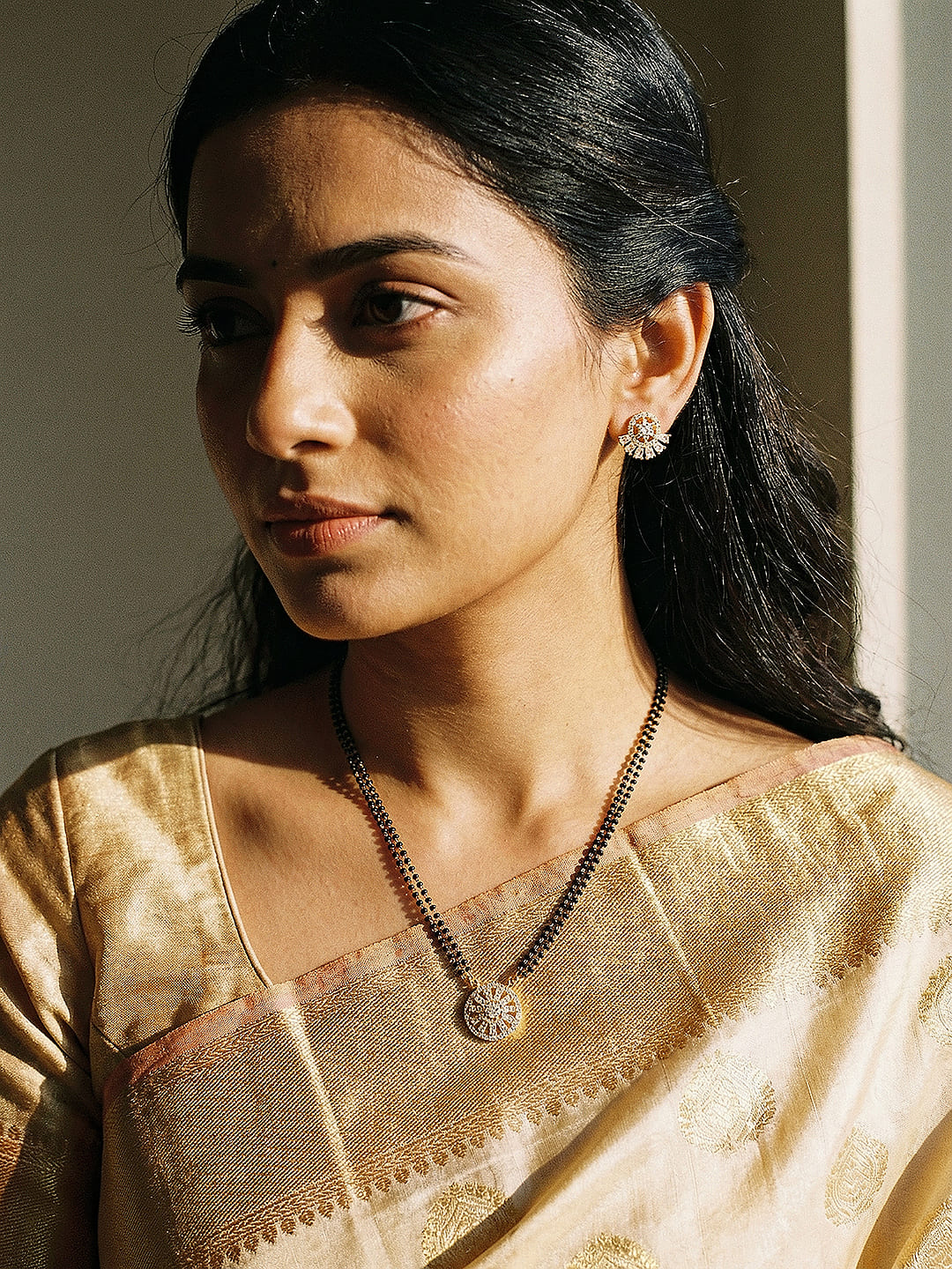 Gold Toned AD Zircon Studded Minimal Elegant Mangalsutra jewellery Set