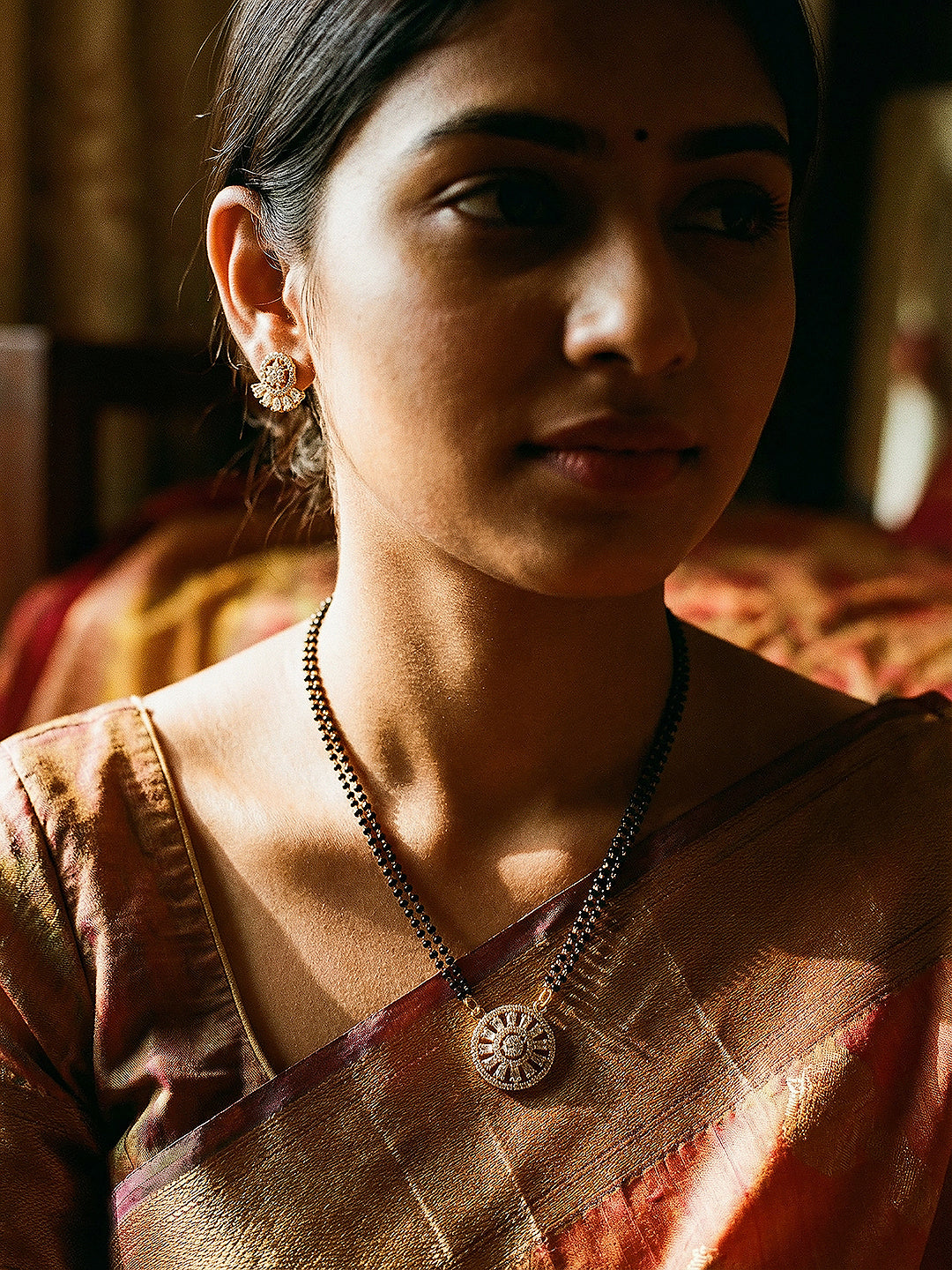 Gold Toned AD Zircon Studded Minimal Elegant Mangalsutra jewellery Set