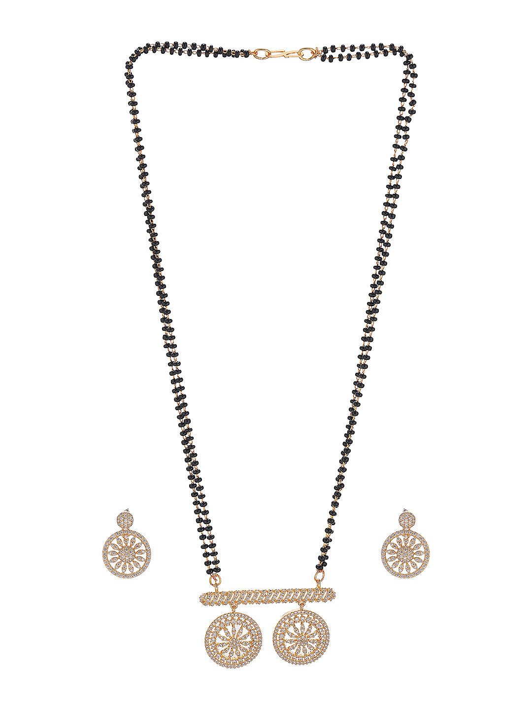 Gold Toned AD Zircon Studded Elegant Handcrafted Mangalsutra Jewellery Set