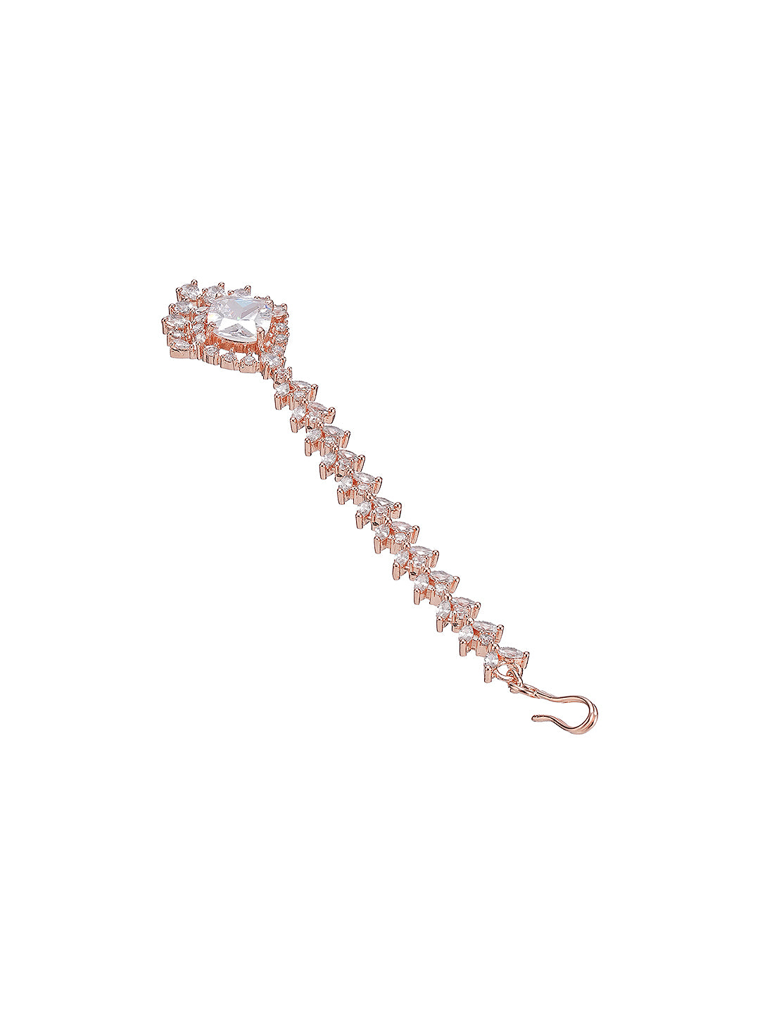 Rose Gold Plated White AD Zircon Studded Minimal Designer Mangtika