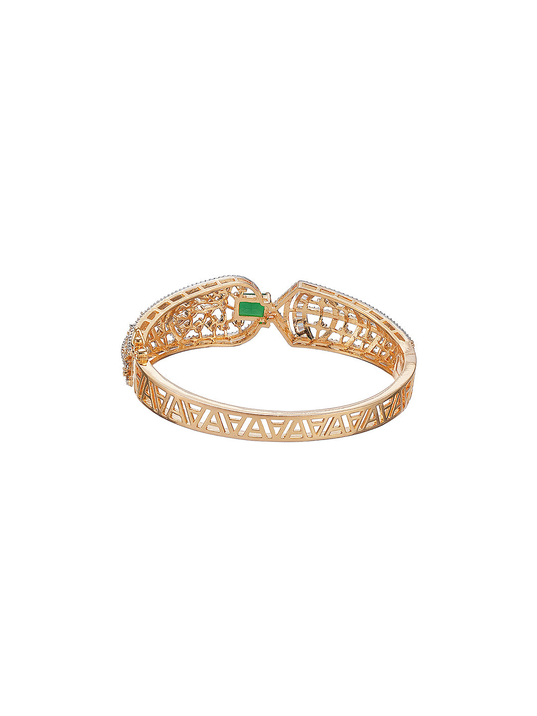 Gold Toned Green AD Zircon Studded Designer Kada Bracelet