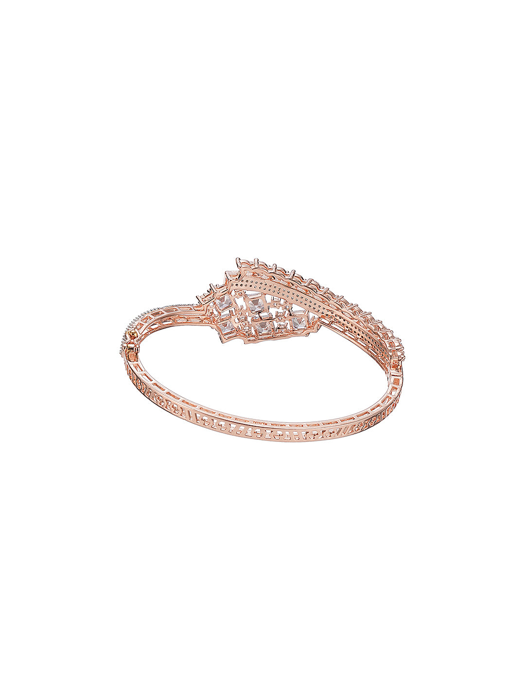 Rose Gold Toned AD Studded Quirky Statement Bangle Bracelet