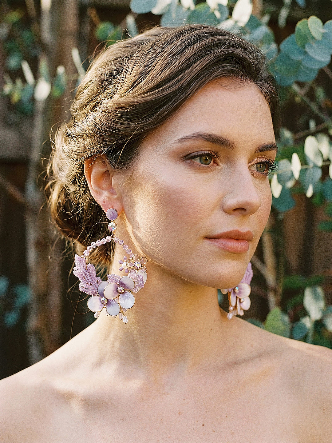 Lavender Enamelled Floral Statement Earrings