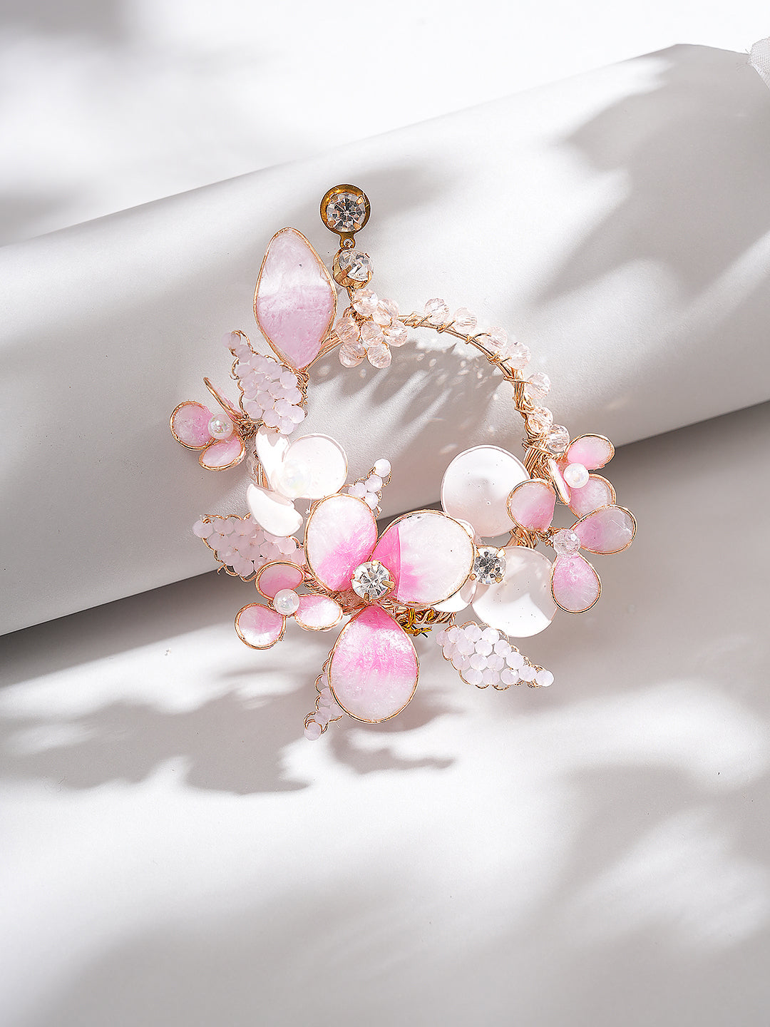 Pink Enamelled Floral Designer Luxe Earrings