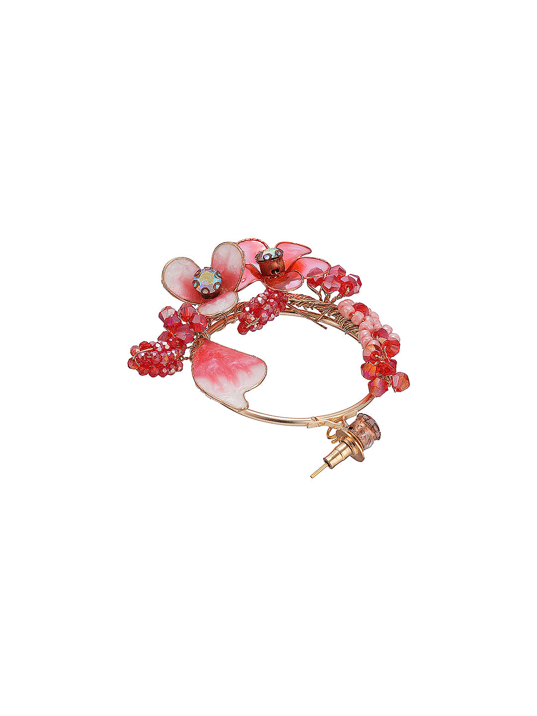 Red Enamelled & Beaded Statement Floral Earrings