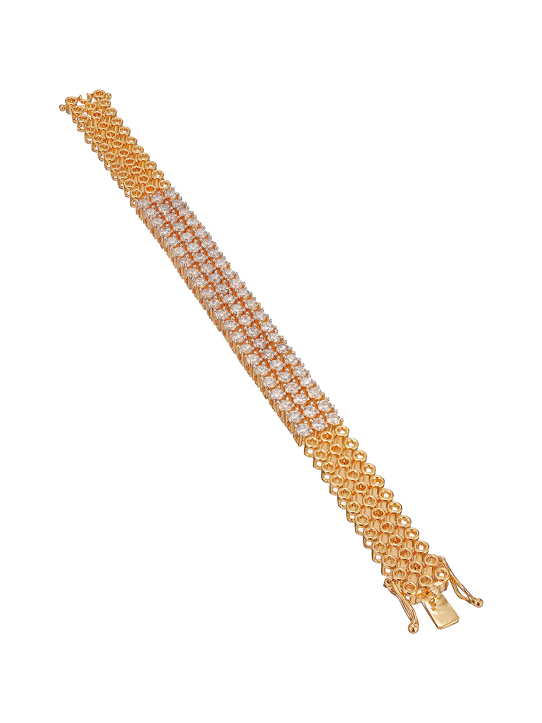 Gold Plated AD Zircon Studded Trendy Wraparound Tennis Bracelet
