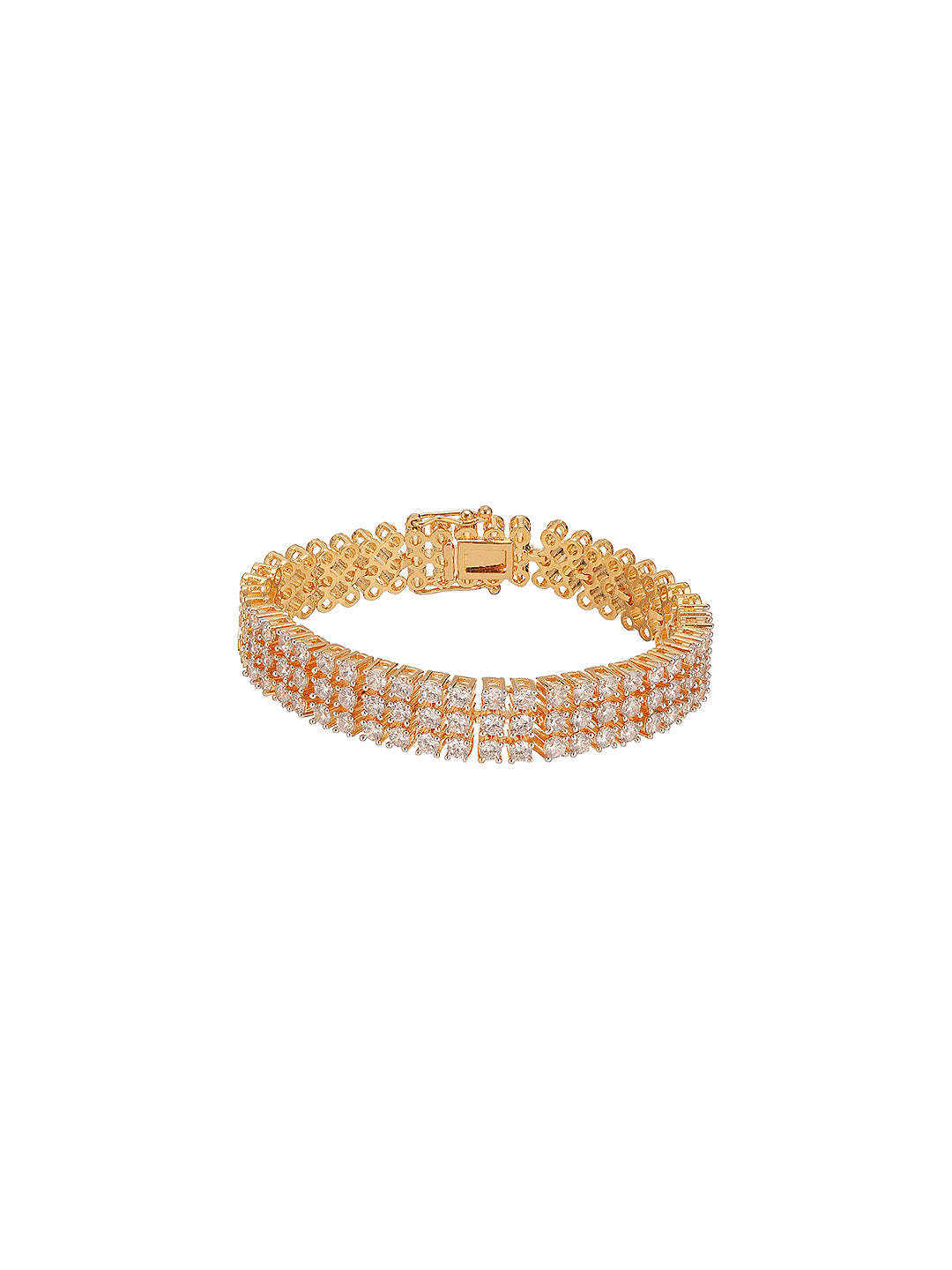 Gold Plated AD Zircon Studded Trendy Wraparound Tennis Bracelet
