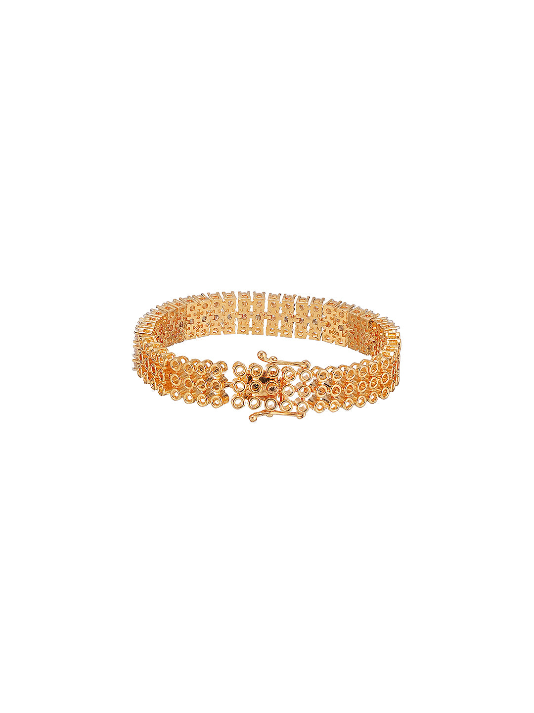 Gold Plated AD Zircon Studded Trendy Wraparound Tennis Bracelet