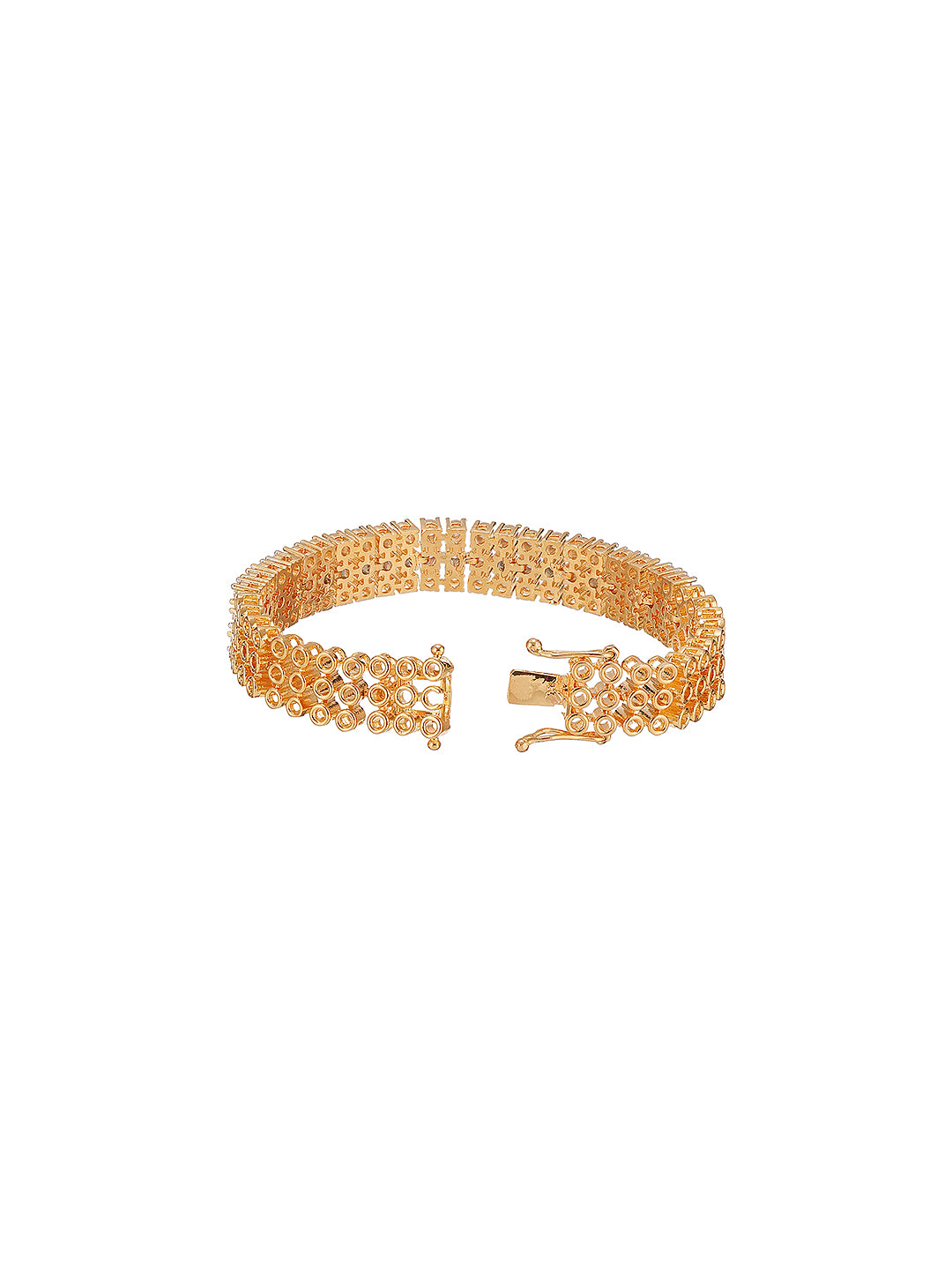 Gold Plated AD Zircon Studded Trendy Wraparound Tennis Bracelet