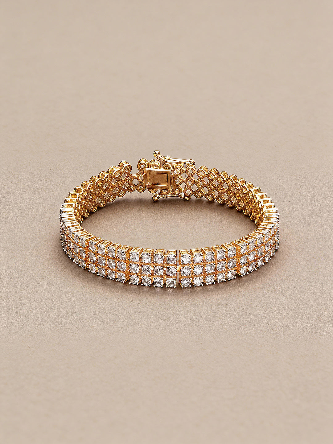 Gold Plated AD Zircon Studded Trendy Wraparound Tennis Bracelet