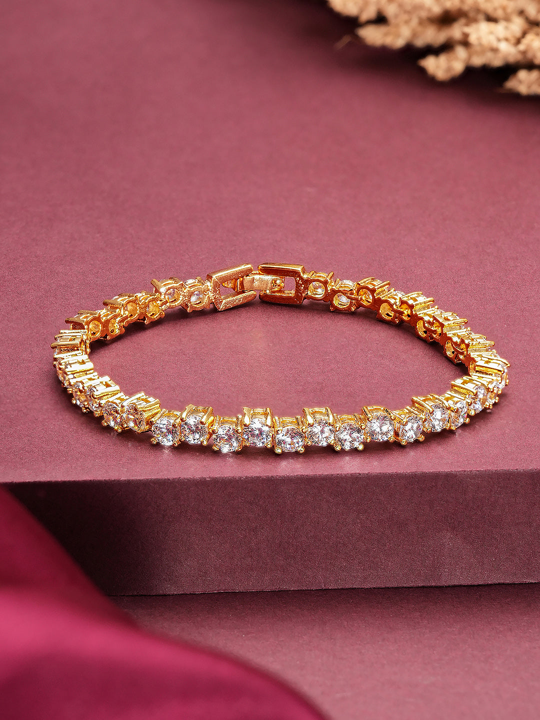 Gold Plated AD Zircon Minimal Trendy Wraparound Tennis Bracelet