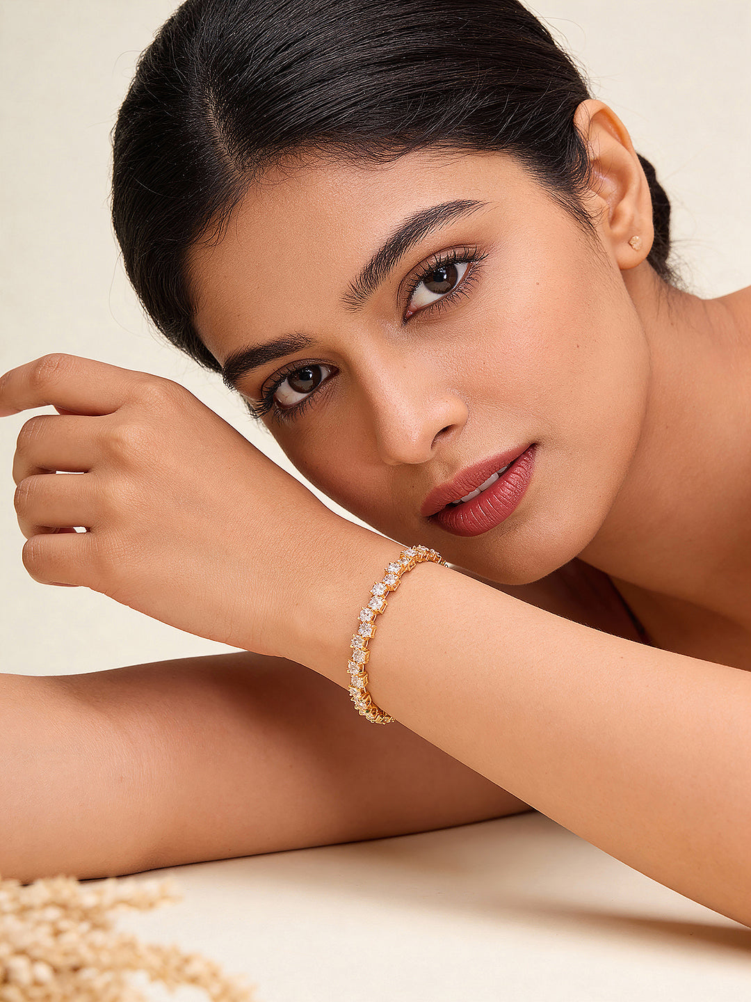 Gold Plated AD Zircon Minimal Trendy Wraparound Tennis Bracelet