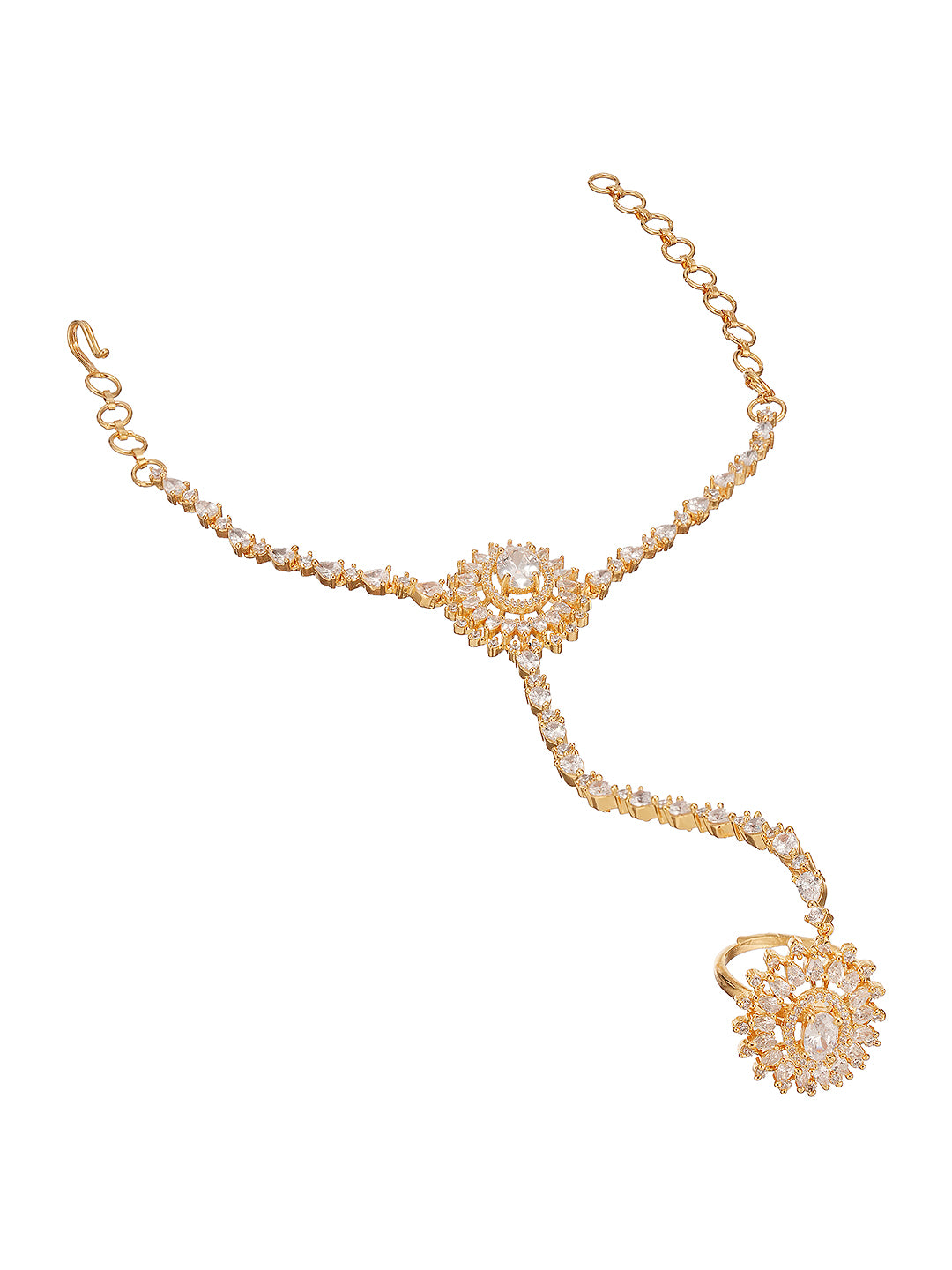 Gold plated AD Zircon Studded Wraparound Trendy Hathphool