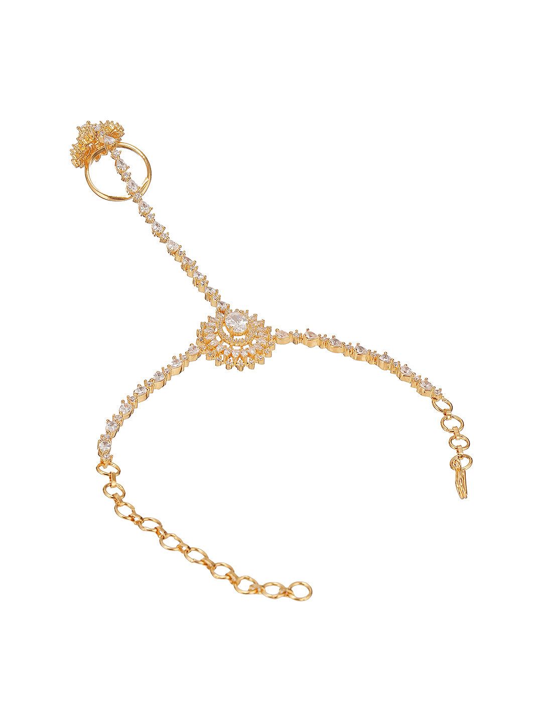 Gold plated AD Zircon Studded Wraparound Trendy Hathphool