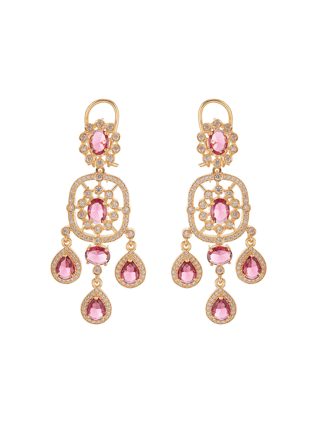 Gold Plated Ruby Red AD Studded Luxe Choker Jewellery Set